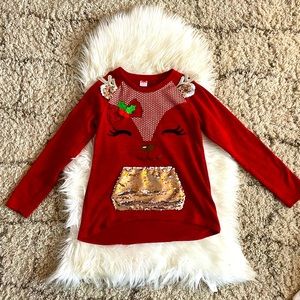 Girls holiday red reindeer lightweight sweater. Size XL (14/16)